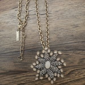 Oscar De La Renta Pendant/Brooch Champagne Tone Necklace